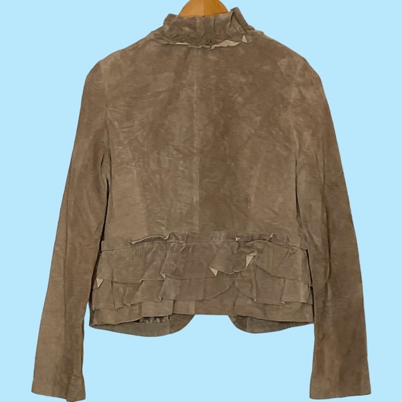 INC International Concepts - Size M Taupe Suede Ruffled Jacket (orig. $199) - Picture 7 of 13